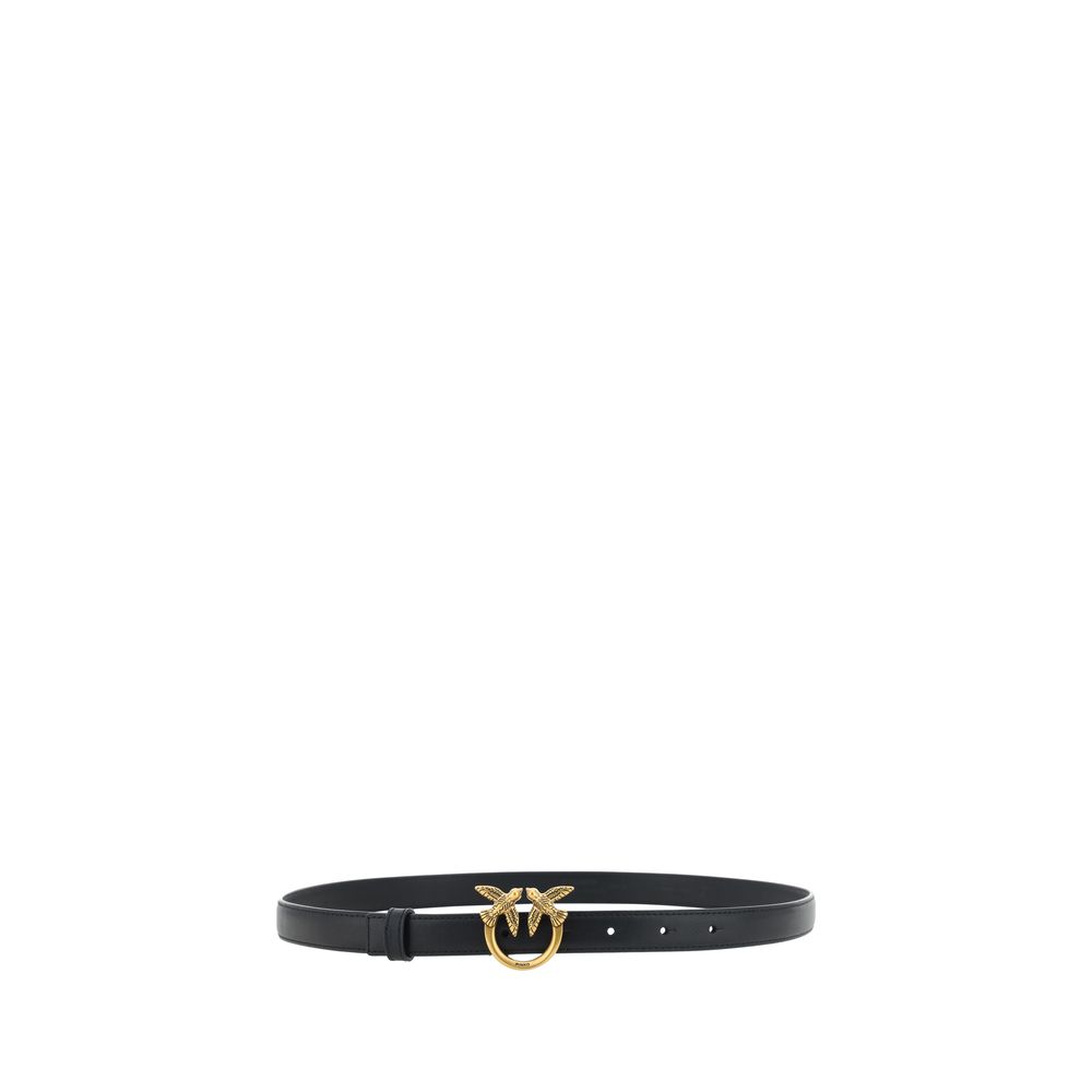 Pinko Love Berry Belt Black 2cm Calf Leather Love Birds Buckle