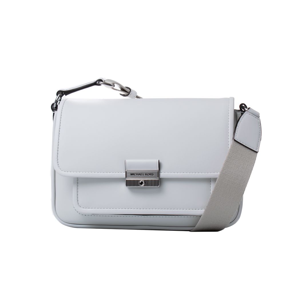 Michael Kors Bradshaw Medium Leather Messenger Bag Optic White