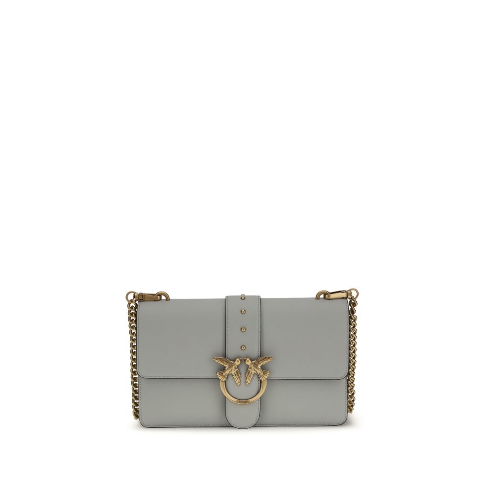 Pinko Love One Simply Medium Shoulder Bag Grey Leather