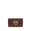 Pinko Love One Wallet on Chain Brown Calf Leather Love Birds