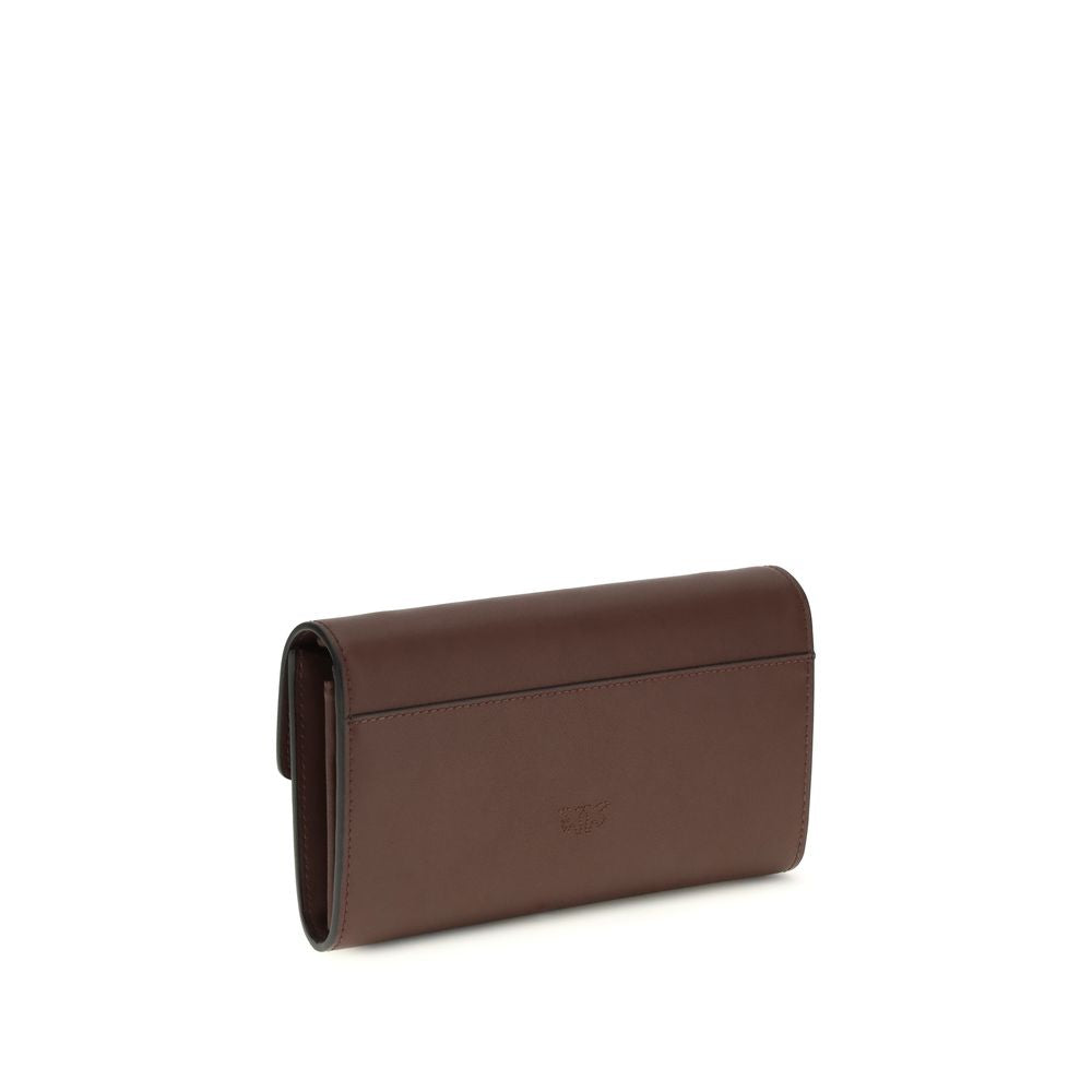 Pinko Love One Wallet on Chain Brown Calf Leather Love Birds