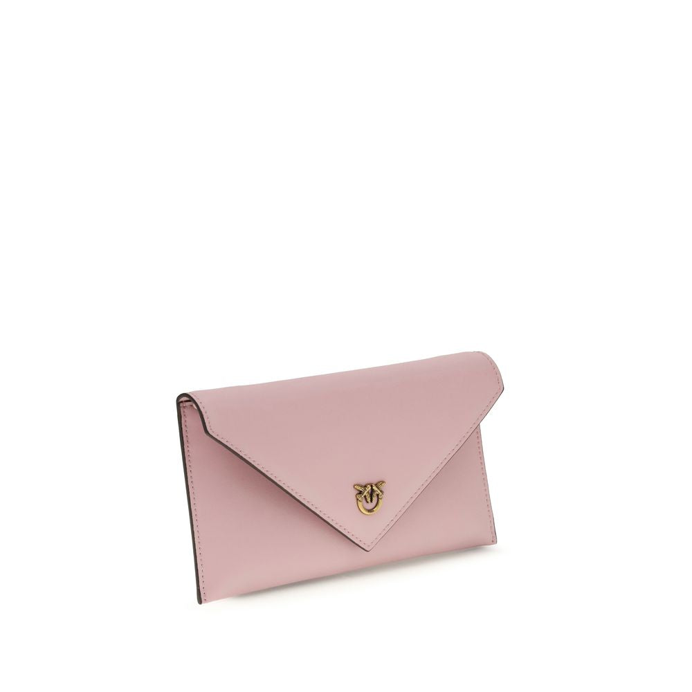 Pinko Love Birds Mini Clutch Bag Light Pink Leather