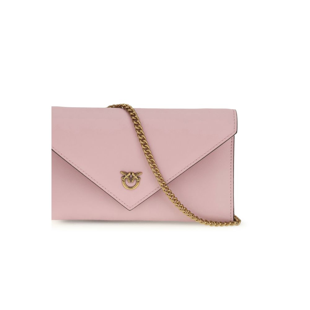 Pinko Love Birds Mini Clutch Bag Light Pink Leather