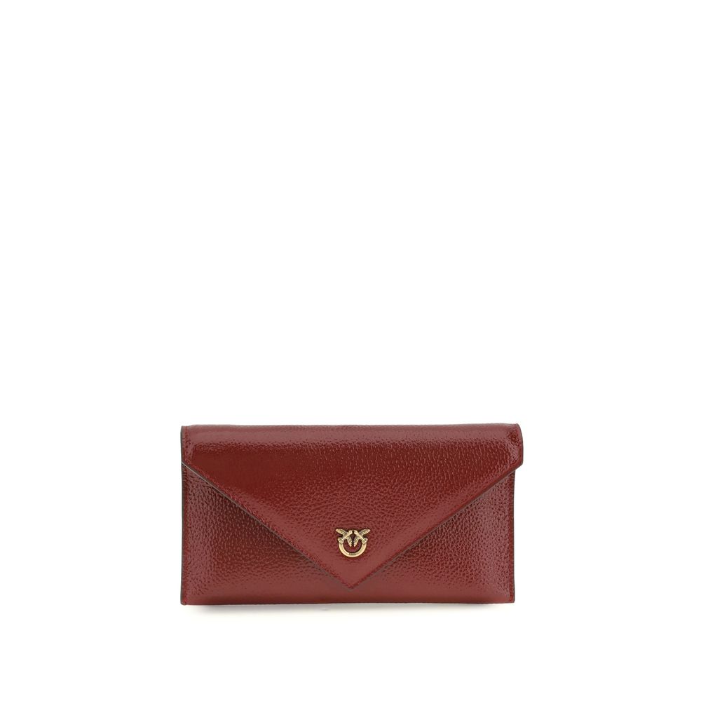 Pinko Love Birds Clutch Bag Burgundy Leather
