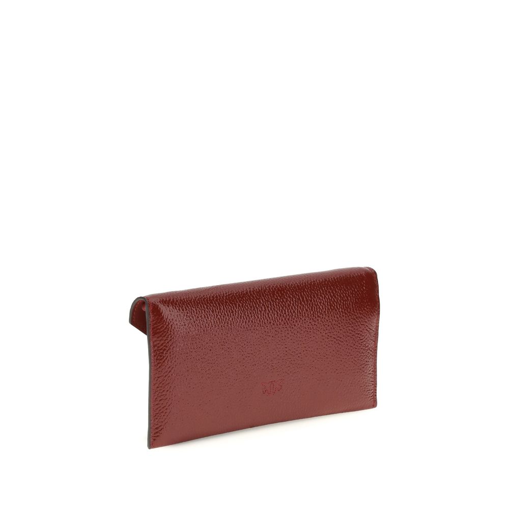 Pinko Love Birds Clutch Bag Burgundy Leather