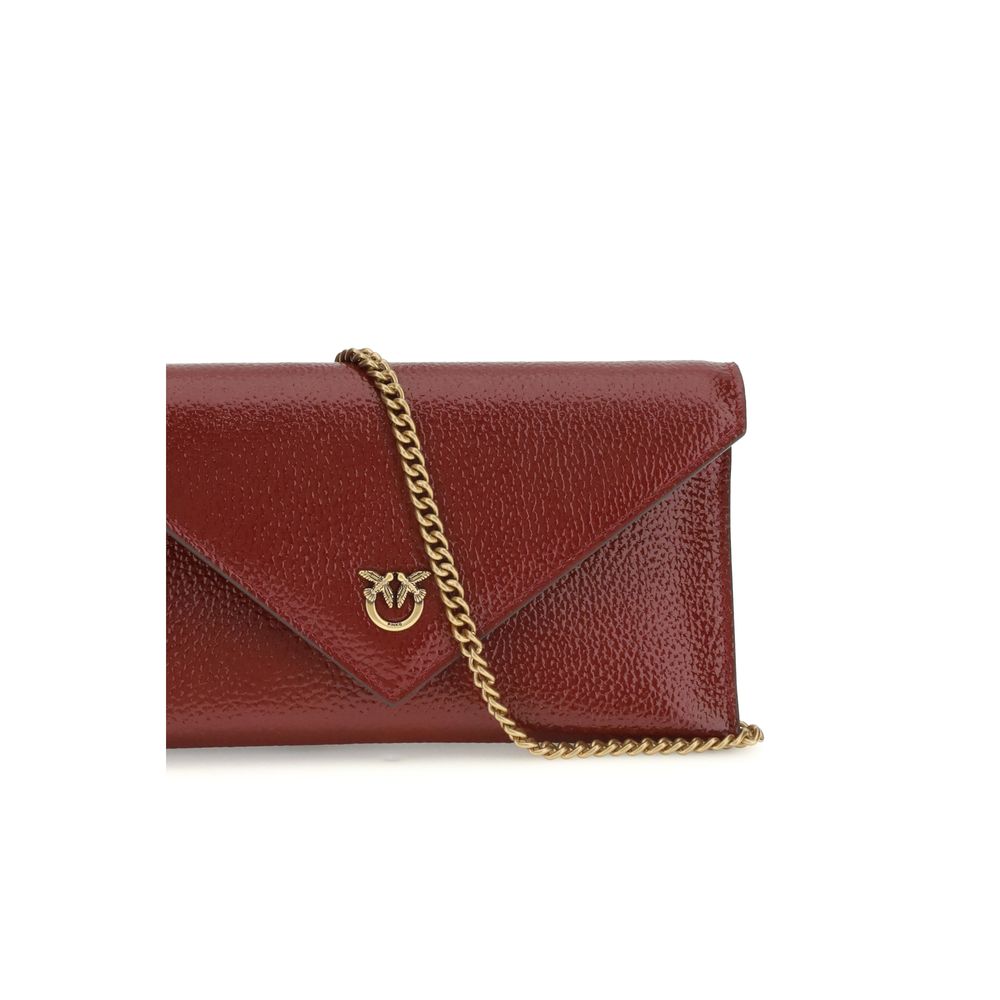 Pinko Love Birds Clutch Bag Burgundy Leather