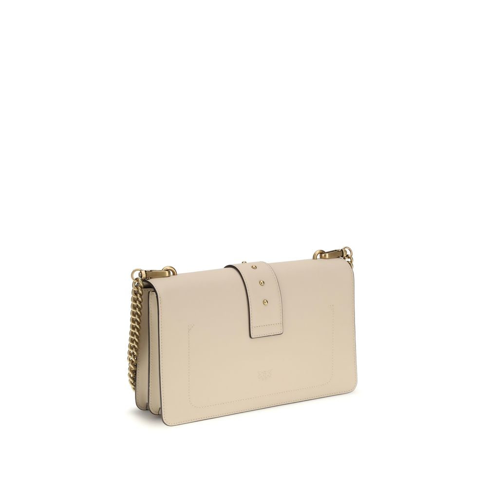 Pinko Love One Simply Medium Shoulder Bag Beige Leather