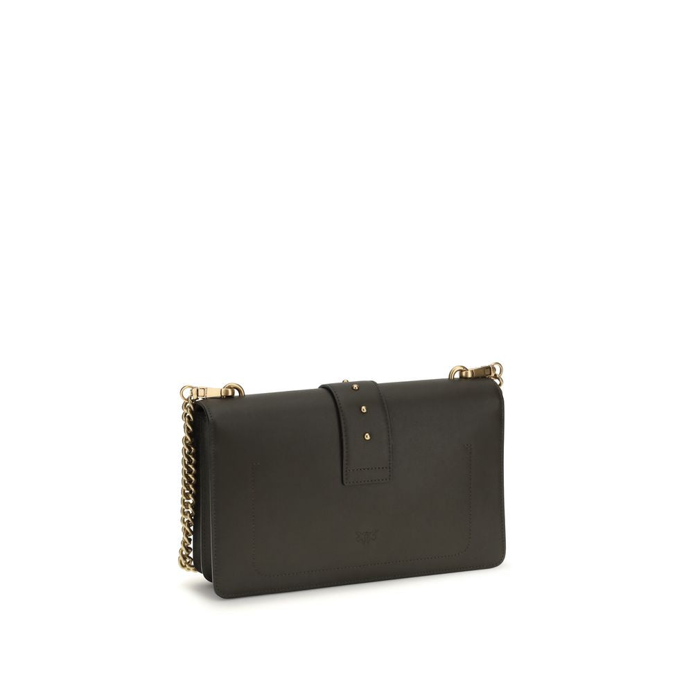 Pinko Love One Simply Medium Shoulder Bag Dark Brown Leather