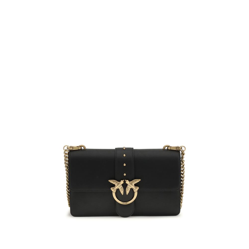 Pinko Love One Simply Medium Shoulder Bag Black Leather