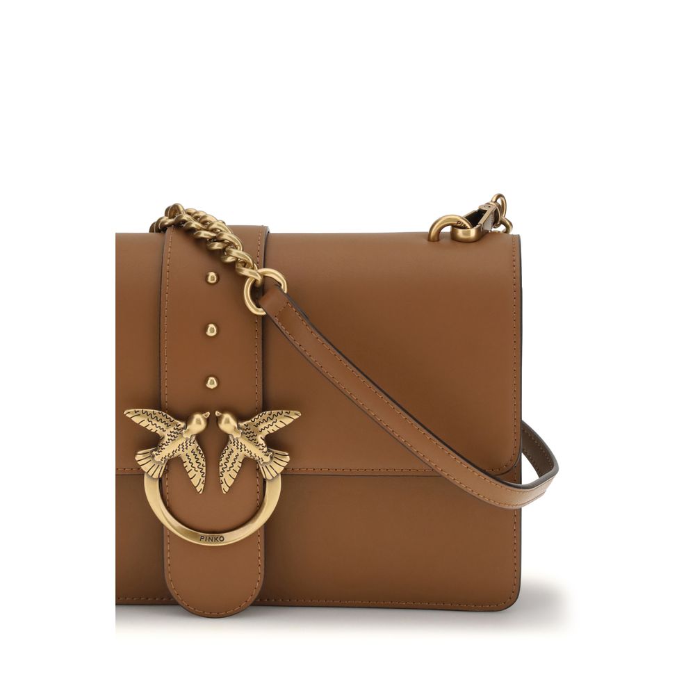 Pinko Love One Simply Medium Shoulder Bag Tan Leather