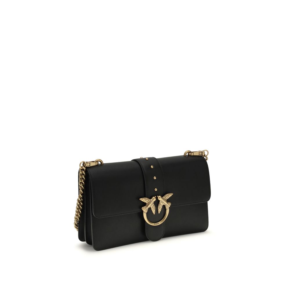 Pinko Love One Simply Medium Shoulder Bag Black Leather