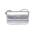Michael Kors Jet Set Travel Medium Metallic Leather Crossbody Bag Silver