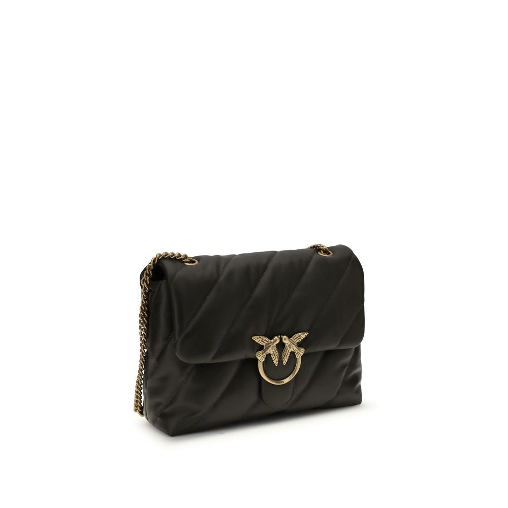 Pinko Love Puff Large Shoulder Bag Dark Brown Quilted Leather