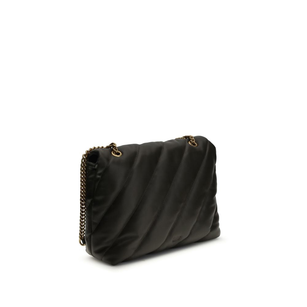 Pinko Love Puff Large Shoulder Bag Dark Brown Quilted Leather