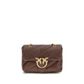 Pinko Love Puff Mini Shoulder Bag Quilted Calf Leather Brown