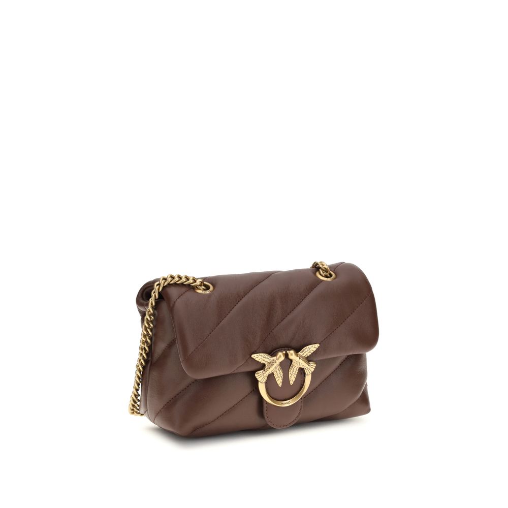 Pinko Love Puff Mini Shoulder Bag Quilted Calf Leather Brown