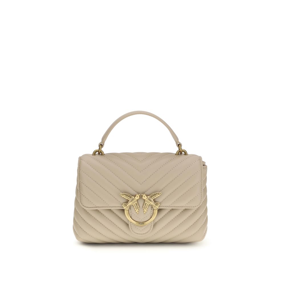 Pinko Love Lady Medium Top Handle Bag Beige Quilted Leather
