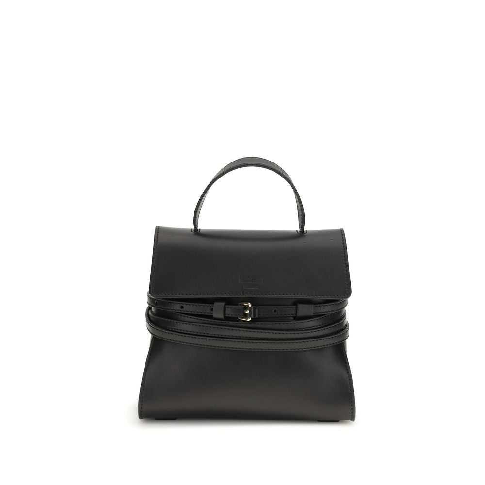 Moschino Tie Me Medium Handbag Black Leather