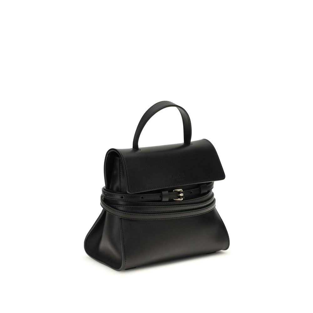 Moschino Tie Me Medium Handbag Black Leather