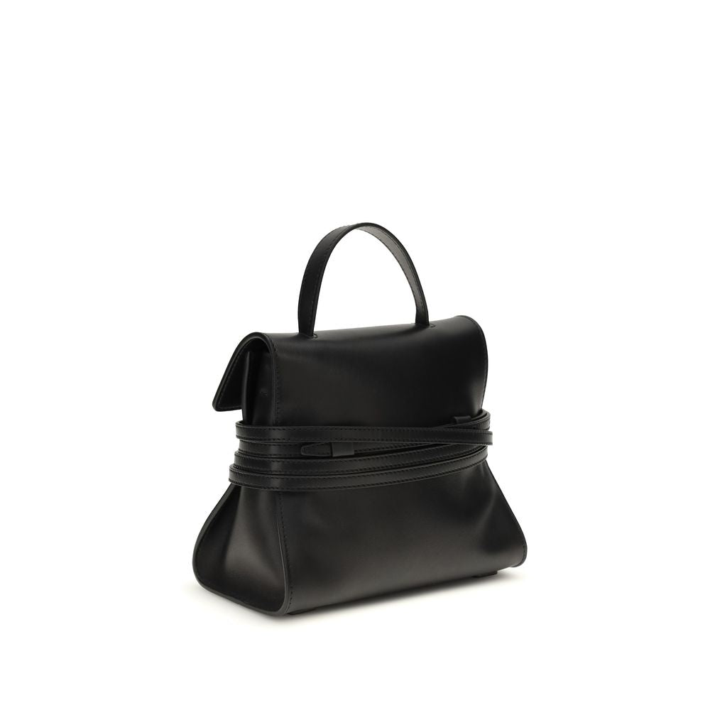 Moschino Tie Me Medium Handbag Black Leather