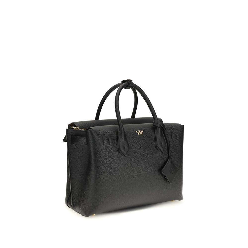 MCM Large Milla Leather Tote Bag in Black