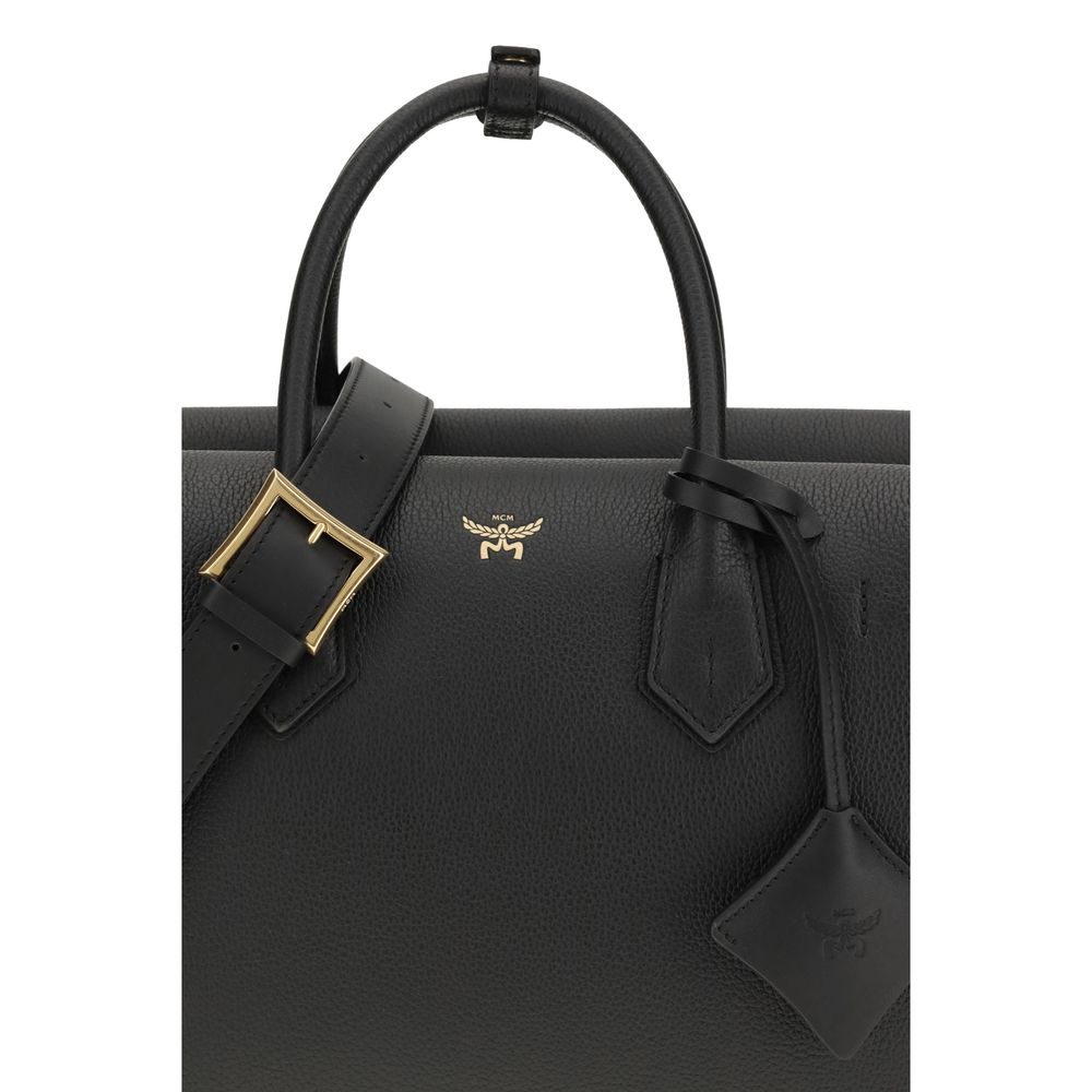 MCM Large Milla Leather Tote Bag in Black