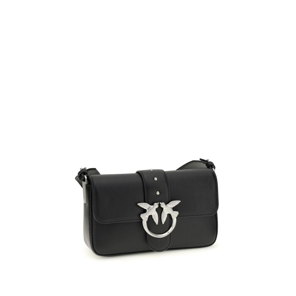 Pinko Mini Love Crossbody Bag Black Calf Leather