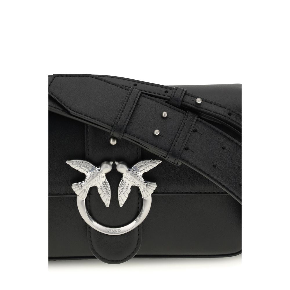 Pinko Mini Love Crossbody Bag Black Calf Leather