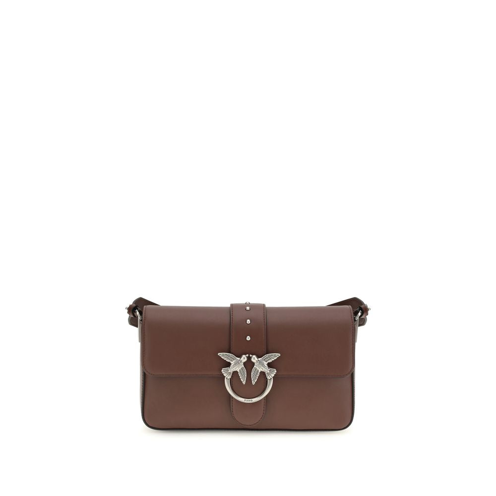Pinko Love One Medium Shoulder Bag Brown Leather