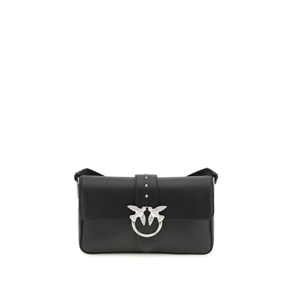 Pinko Love One Medium Shoulder Bag Black Leather
