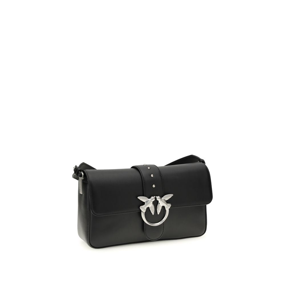 Pinko Love One Medium Shoulder Bag Black Leather
