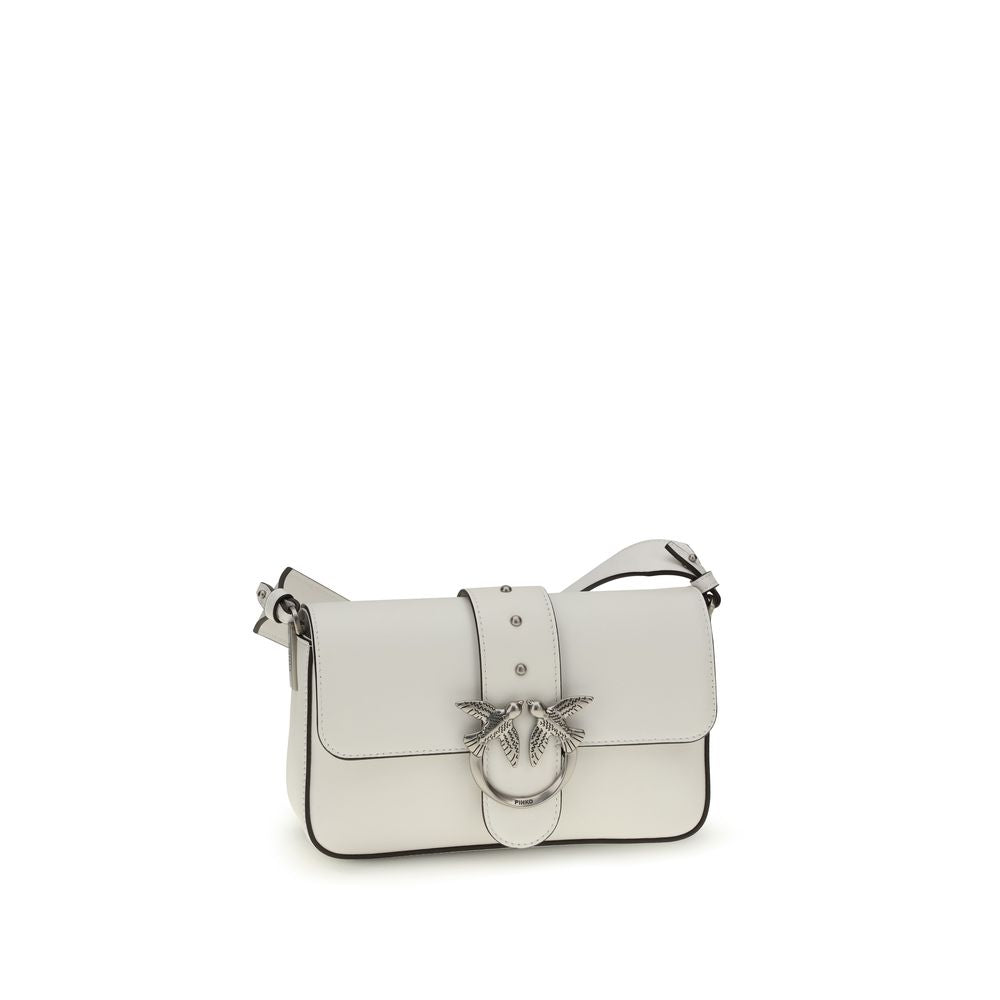 Pinko Mini Love Shoulder Bag Cream Calf Leather