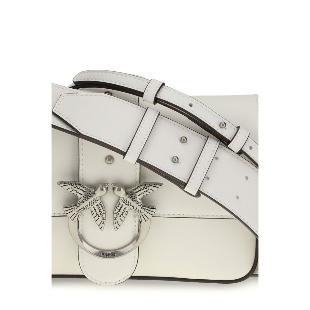 Pinko Mini Love Shoulder Bag Cream Calf Leather