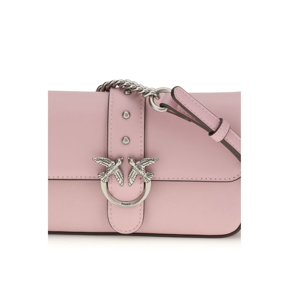 Pinko Baby Love Micro Shoulder Bag Light Pink Calf Leather