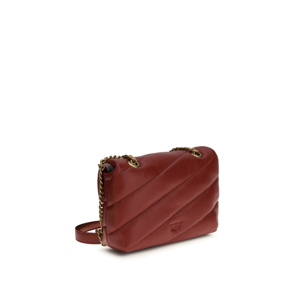 Pinko Love Baby Mini Shoulder Bag Burgundy Quilted Leather