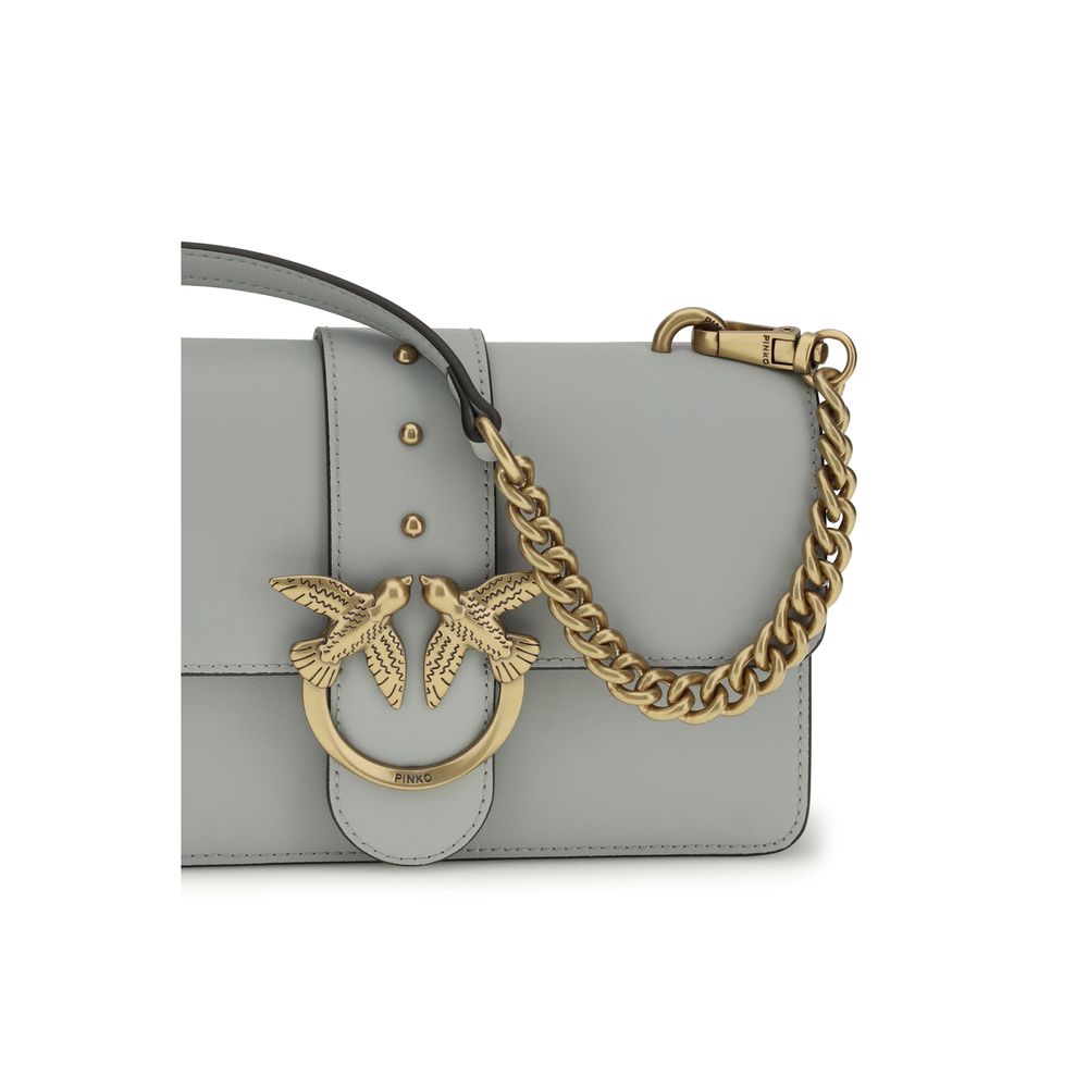 Pinko Love One Mini Shoulder Bag Powder Blue Leather