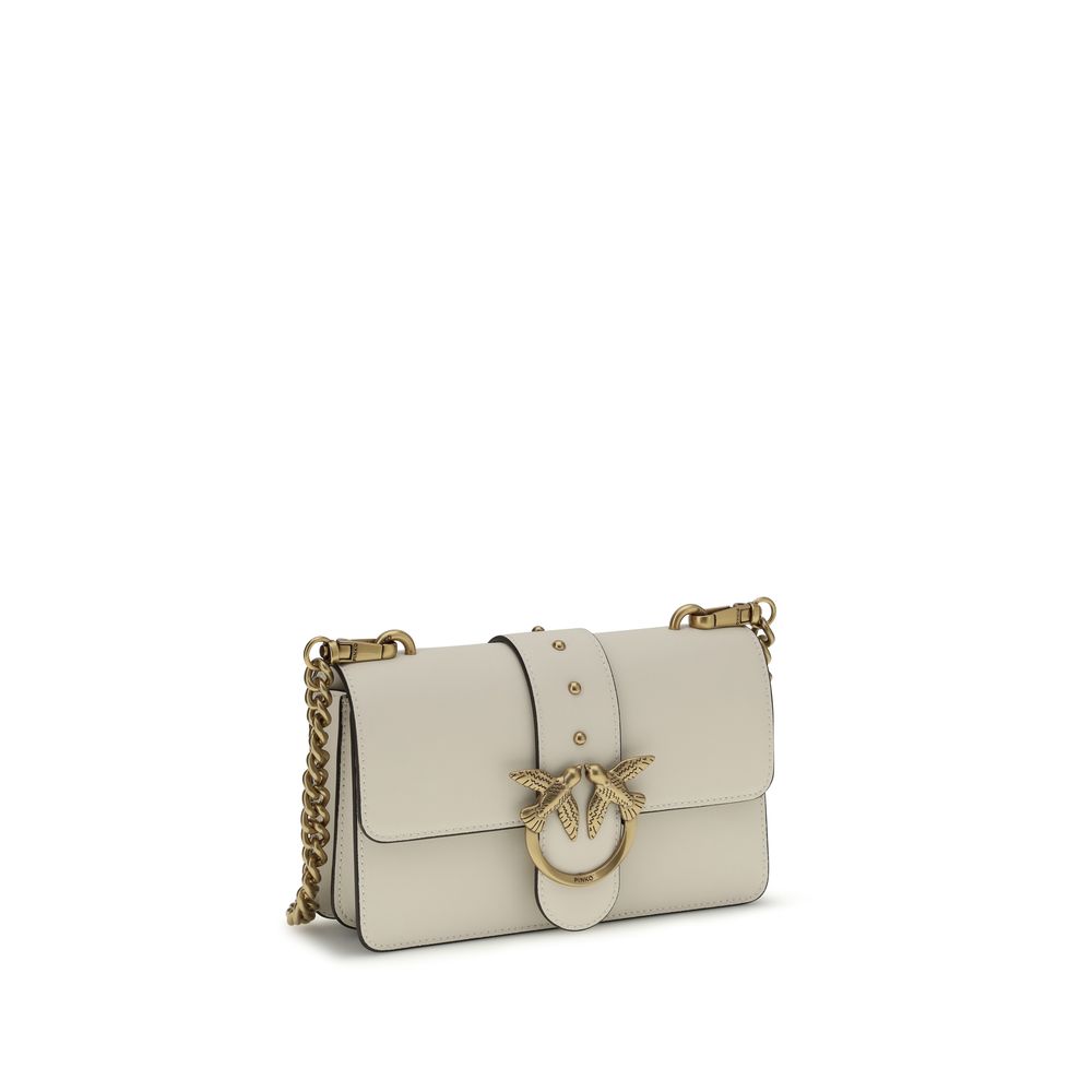 Pinko Love One Mini Shoulder Bag Cream Leather