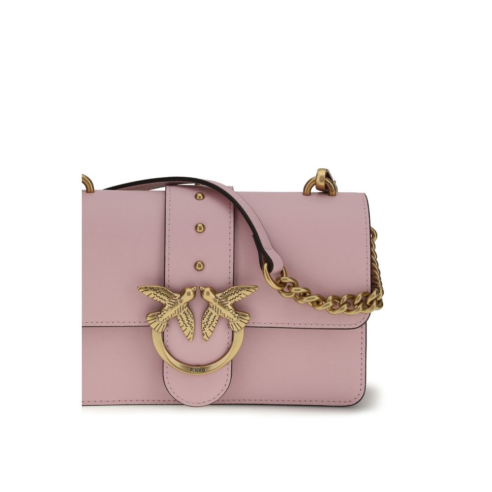 Pinko Love One Mini Shoulder Bag Light Pink Leather