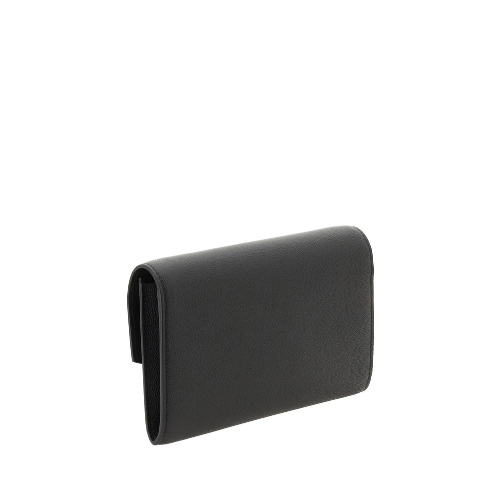 Saint Laurent Cassandre Wallet on Chain Black Smooth Leather