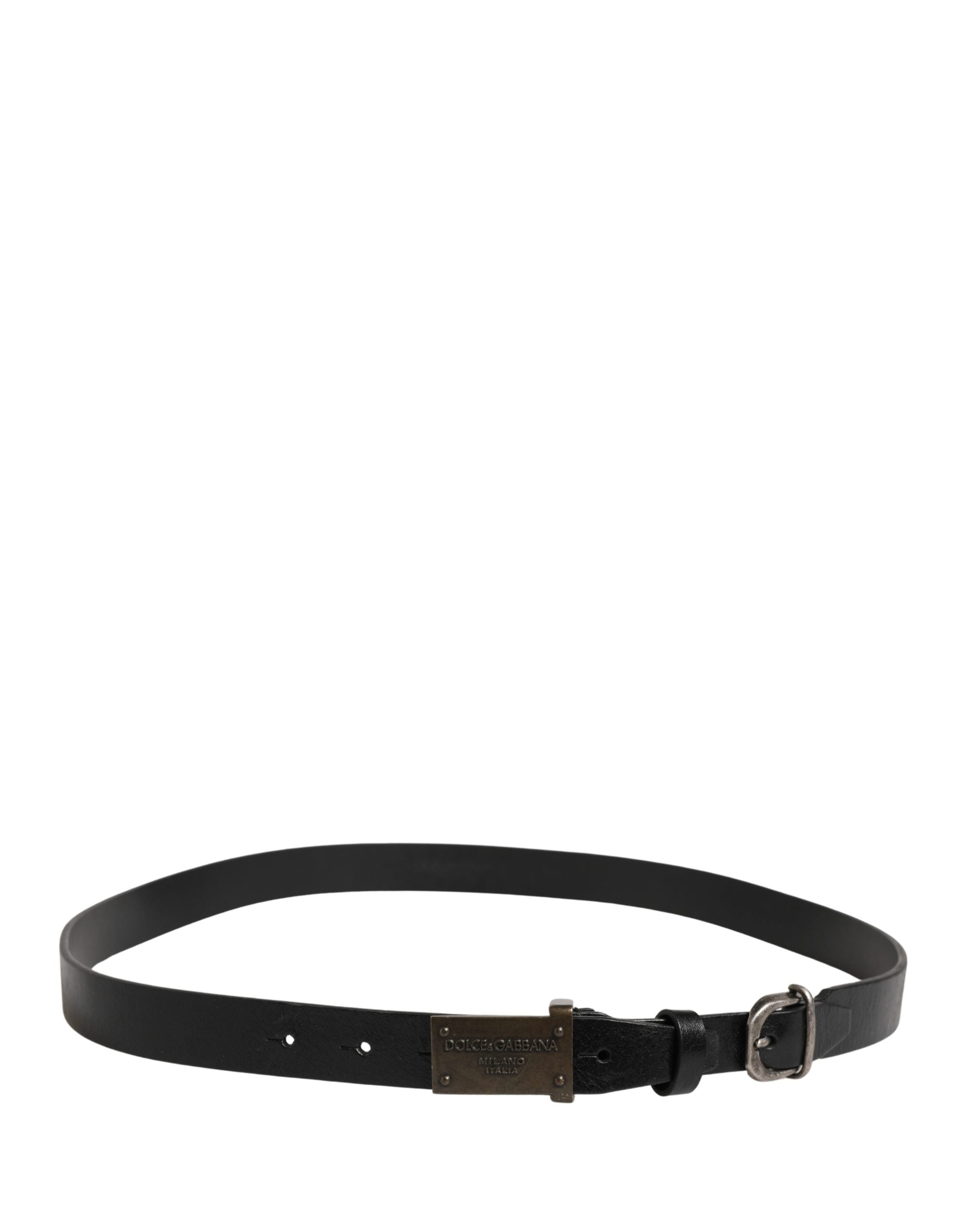 Dolce & Gabbana Men Black Classic Leather Logo Buckle Belt