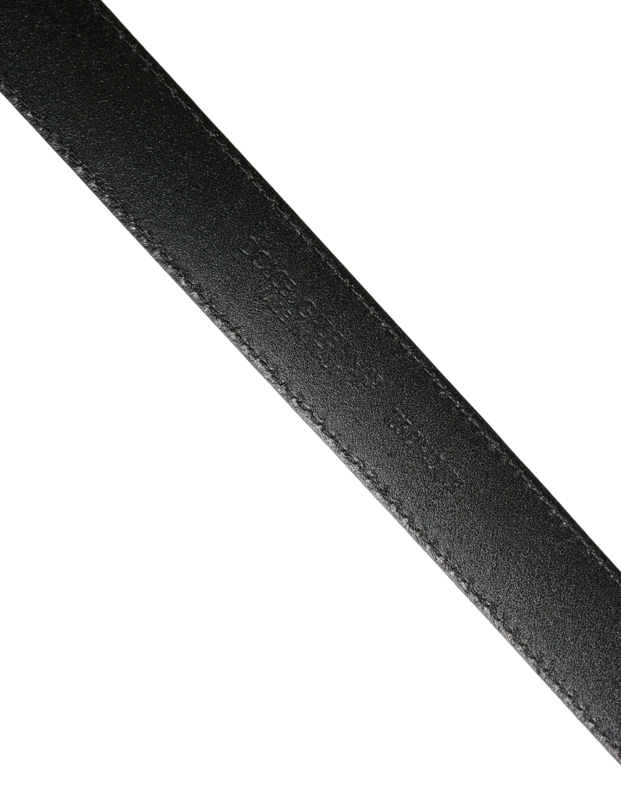 Dolce & Gabbana Men Black Calf Leather Logo Metal Buckle Belt