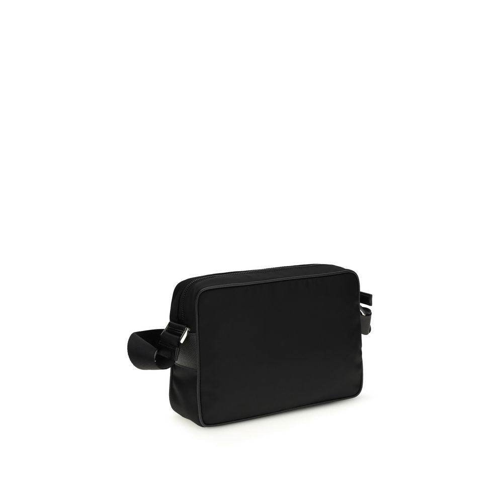 Prada Re-Nylon & Saffiano Leather Shoulder Bag in Black