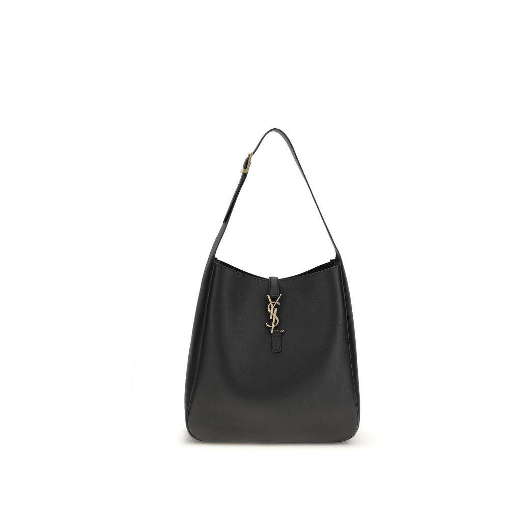 Saint Laurent Le 5 à 7 Large Hobo Bag Black Grained Leather YSL Logo