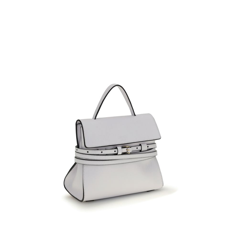 Moschino Tie Me Medium Handbag White Leather