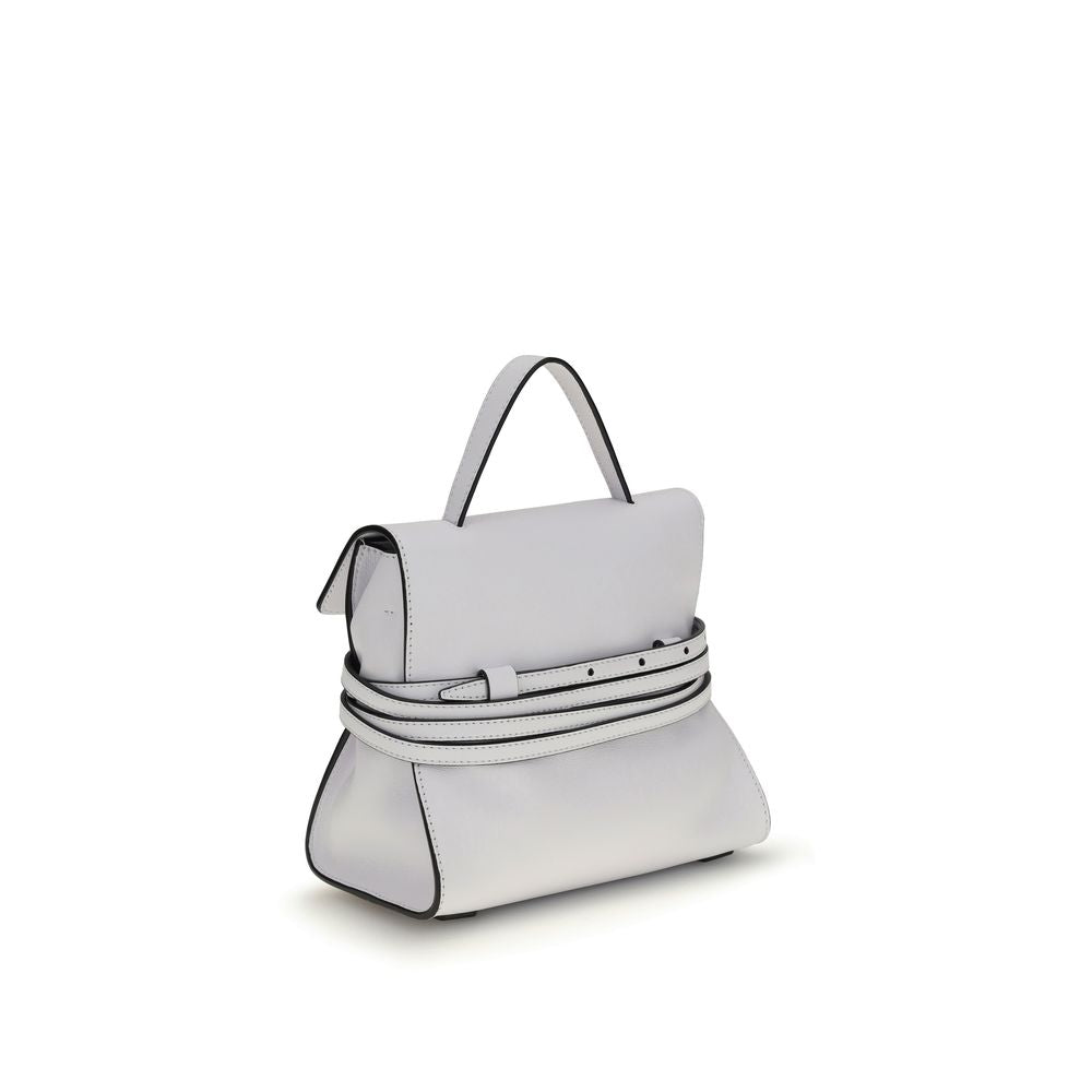 Moschino Tie Me Medium Handbag White Leather