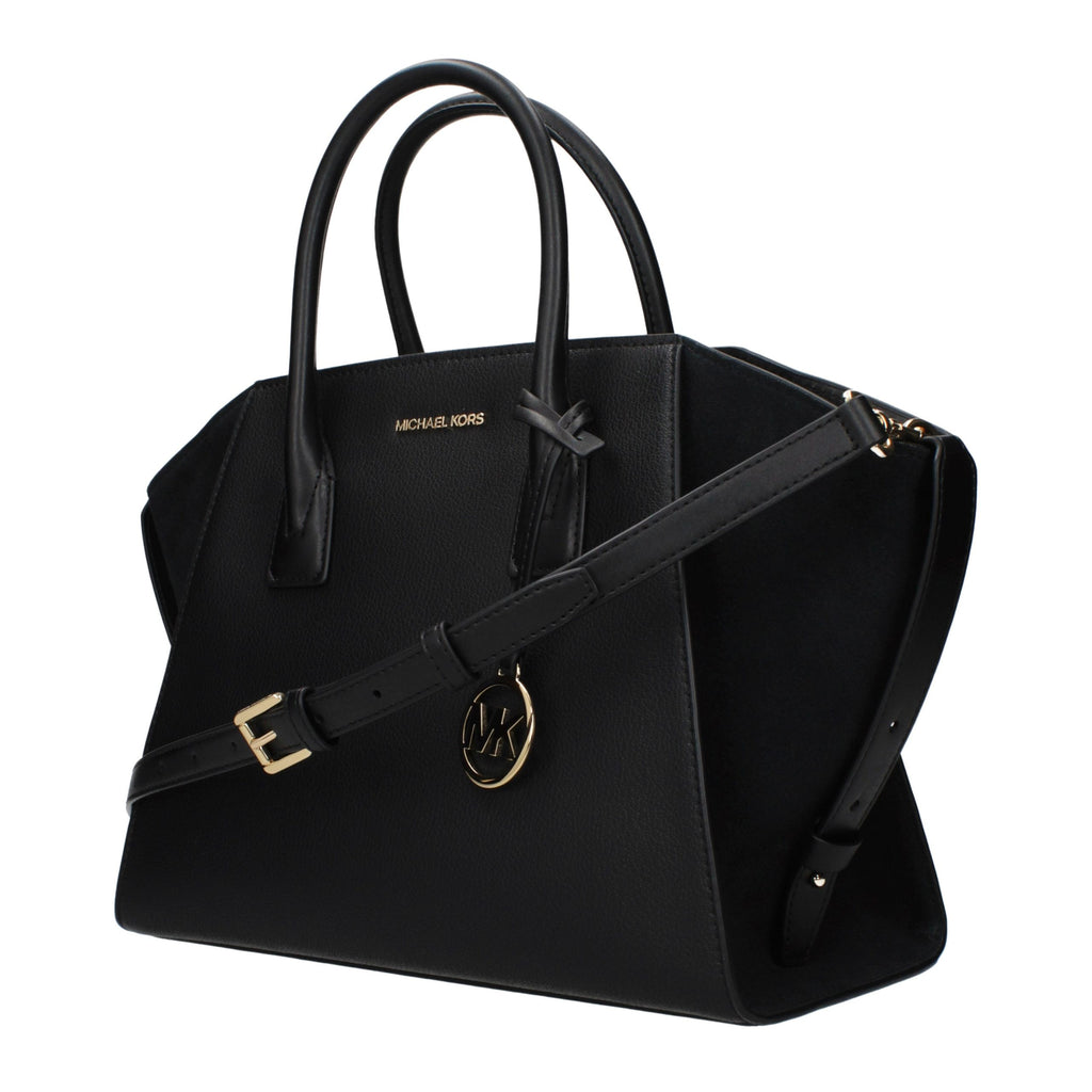 Michael Kors Avril Large Leather and Suede Satchel Black