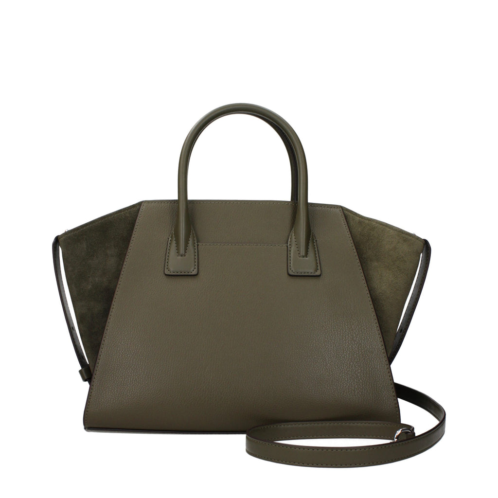 Michael Kors Avril Large Leather and Suede Satchel Olive