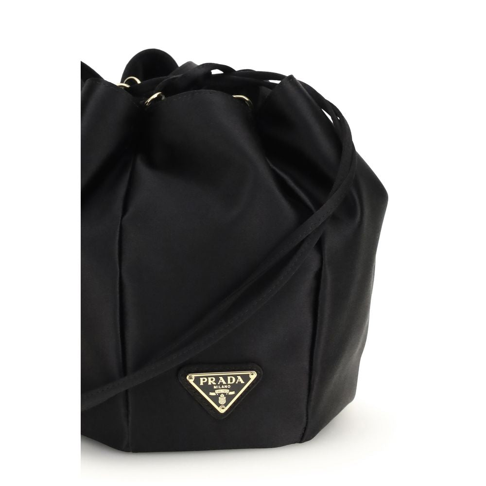 Prada Satin Mini Bucket Bag with Logo