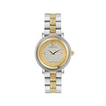 Versace Greca Flourish Two Tone Stainless Steel Swiss Made Watch 35mm Grey Dial Sapphire Crystal