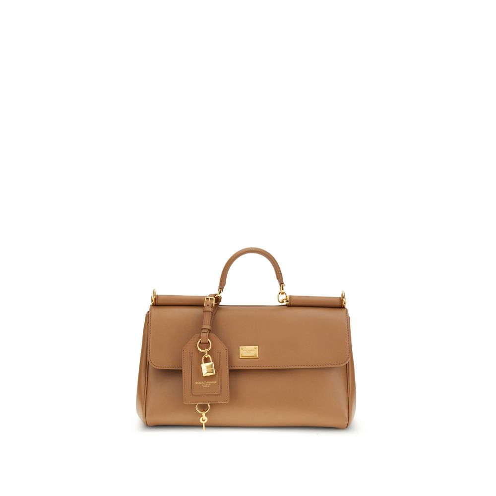 Dolce & Gabbana Large My Sicily Leather Handbag in Caramel Beige